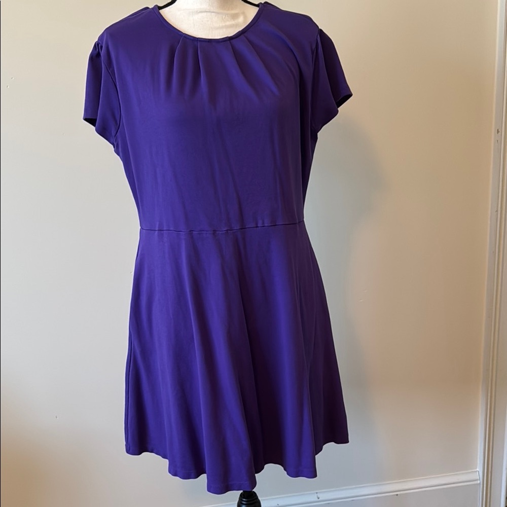 New York & Company Purple Fit and Flare Mini Dress